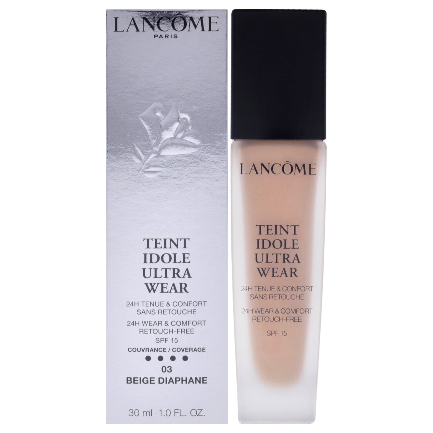 Teint Idole Ultra 24H Wear and Comfort Foundation SPF 15 - 03 Beige Diaphane by Lancome for Women - 1 oz Foundation
